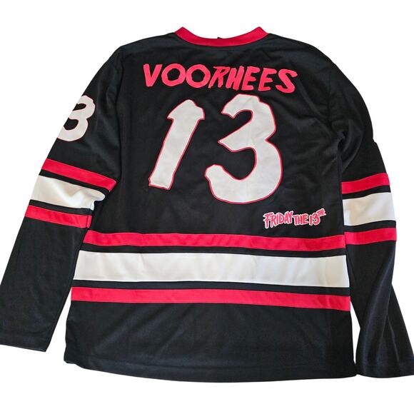 Friday The 13th Jason Voorhees Hockey Jersey Black Red Horror Men’s Size S 3596 - Picture 2 of 6